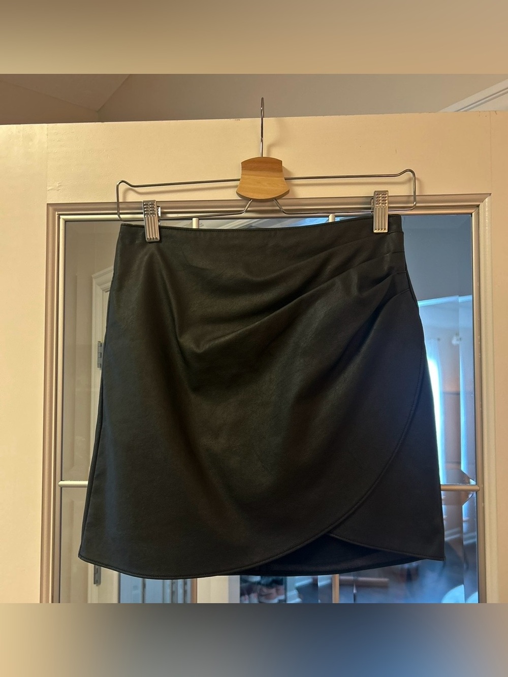 Abercrombie & Fitch Black Faux Leather Wrap-Style Mini Skirt